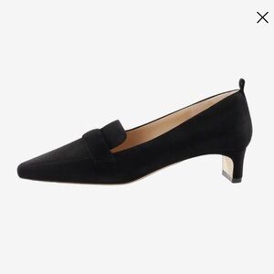 7or9 kitten heel loafers in black suede lambskin